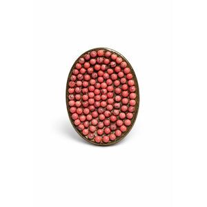Rebel Designs Pink Beaded Oval Statement Ring Artisan Boho Cocktail Ring Adjusta